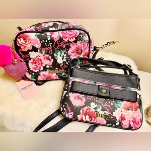 Juicy Couture Black Floral Pink Crossbody Bag Duo Matching set